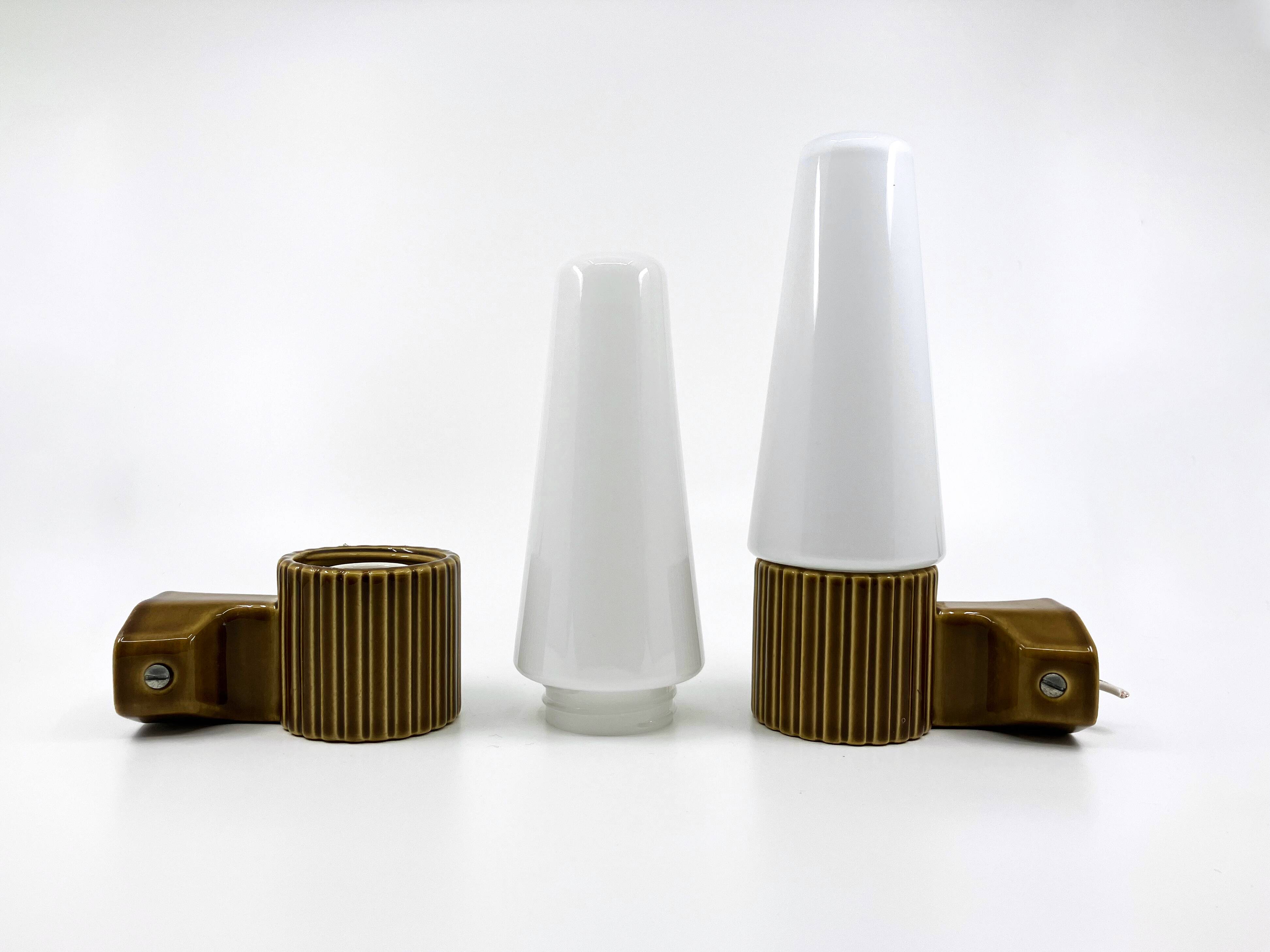 Ifö ceramic/opal glass wall lights • ref 6020 • Hans-Agne Jakobsson