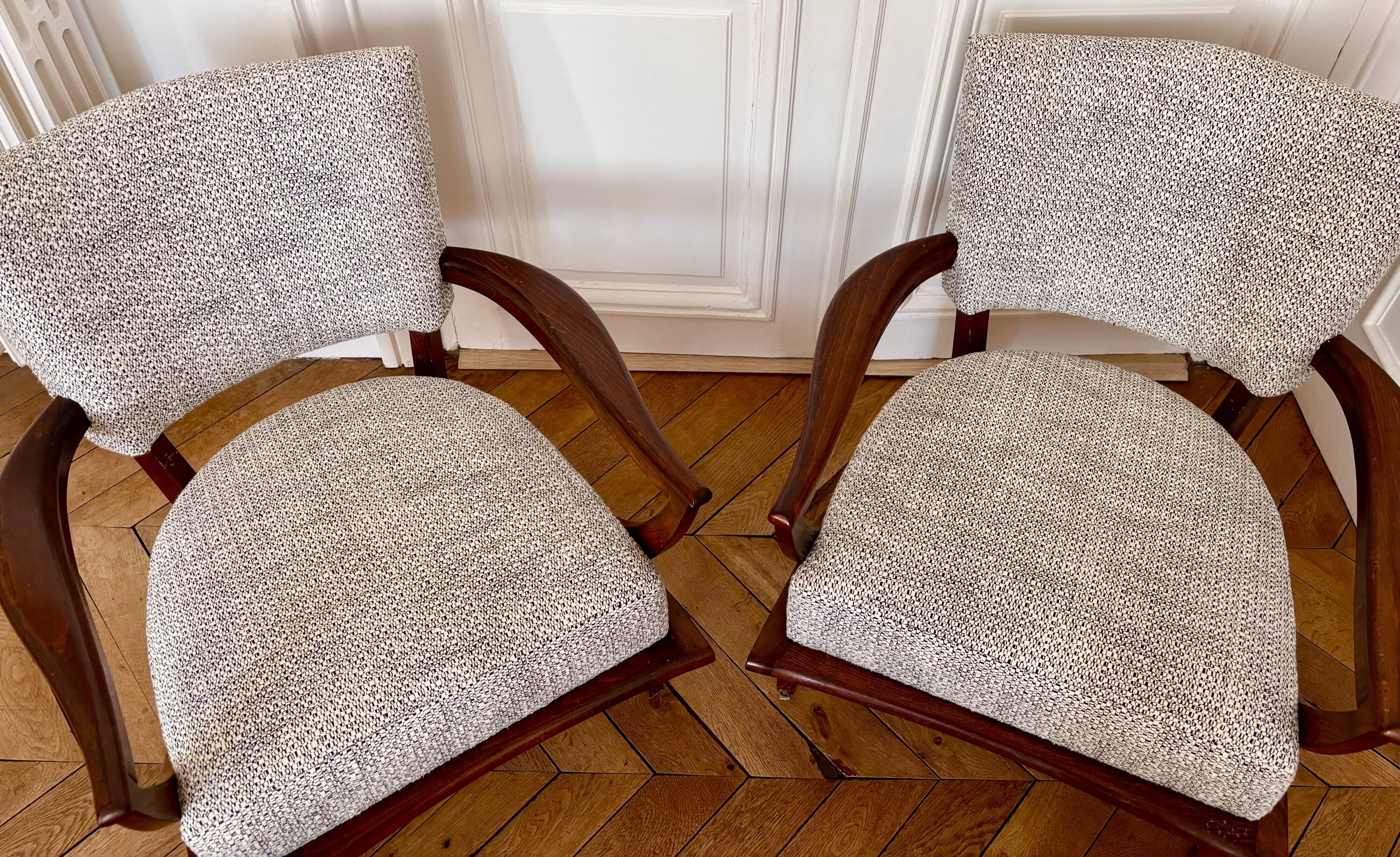 Pair of Étienne-Henri Martin armchairs, 20th century