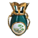 Italian lilac crown vase 26cm - emerald green & gold - vintage 60s year