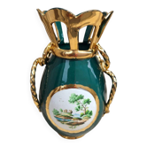 Vase couronne italien lilla 26cm - vert émeraude & or - vintage 60s an