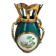 Italian lilac crown vase 26cm - emerald green & gold - vintage 60s year