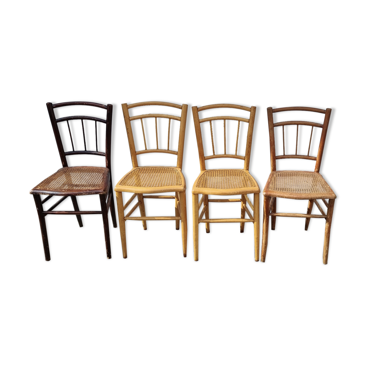 Set of 4 canned bistro chairs, early twentieth century