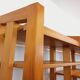 Large modular library of 6 parts with 30 vintage wooden shelves.