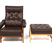 Fauteuil scandinave en cuir, Suède, 1970