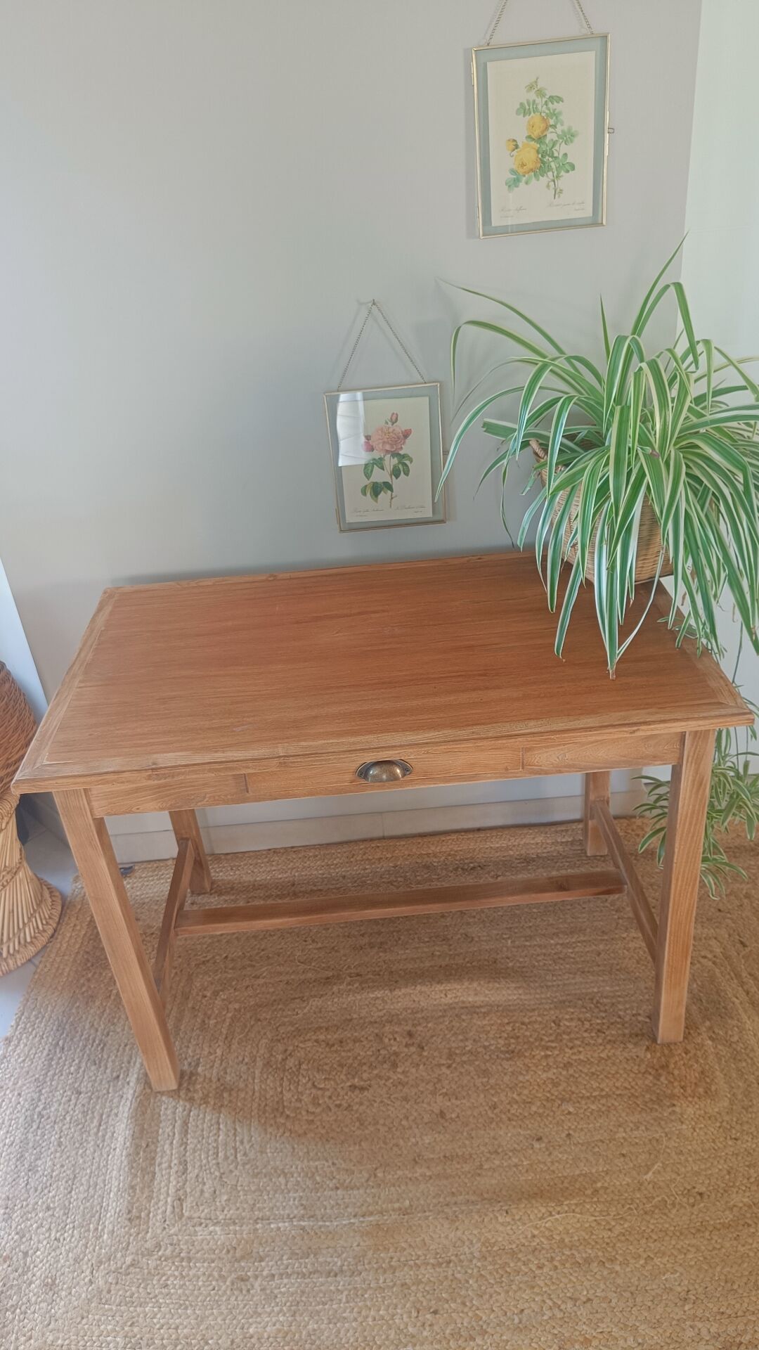 Table de ferme en bois un tiroir