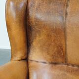 Vintage Wingback Chair Made from Sheepskin Leather
