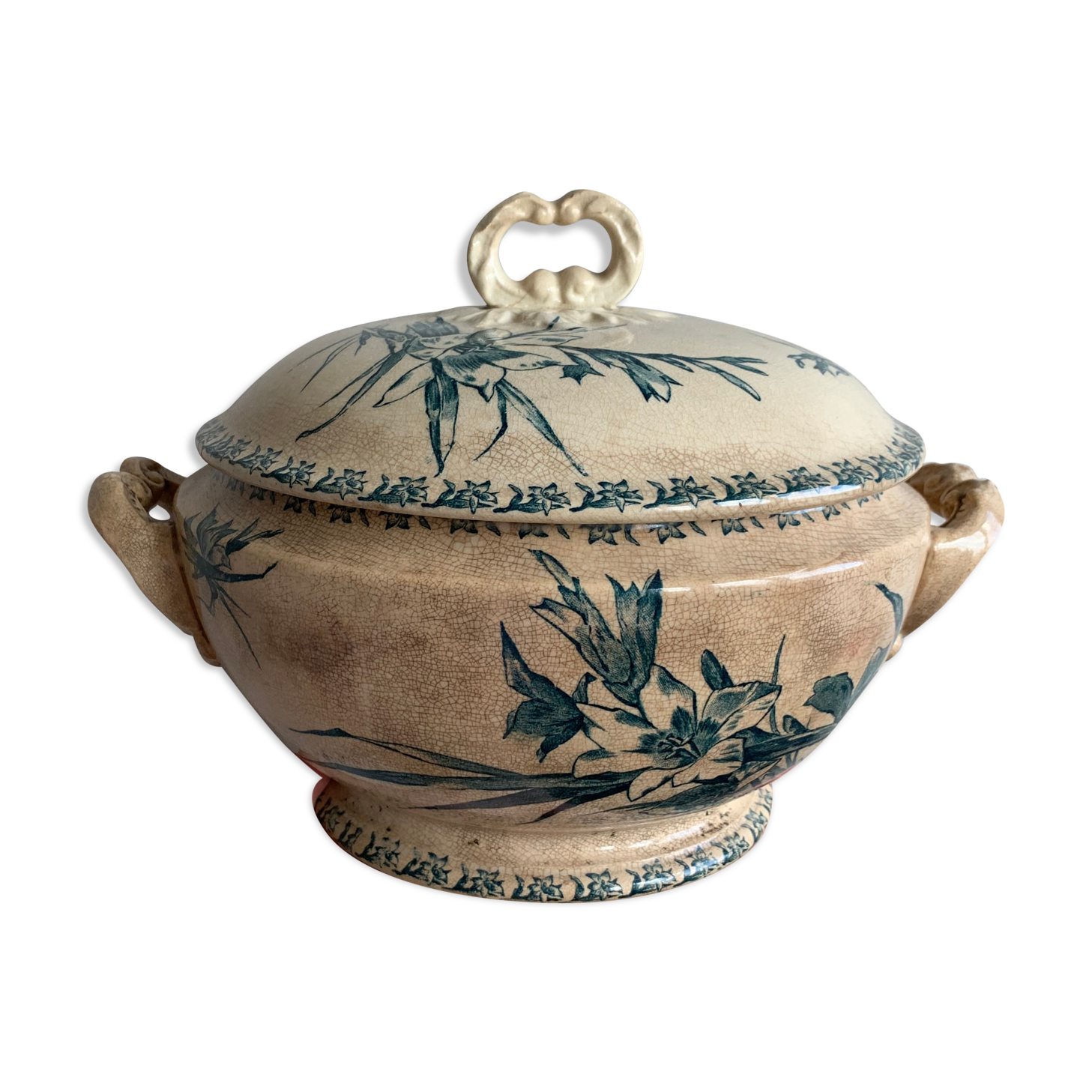 Vintage soup bowl in opaque porcelain from Gien - Glaieul model