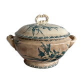 Soupière vintage en porcelaine opaque de gien - modèle glaieul