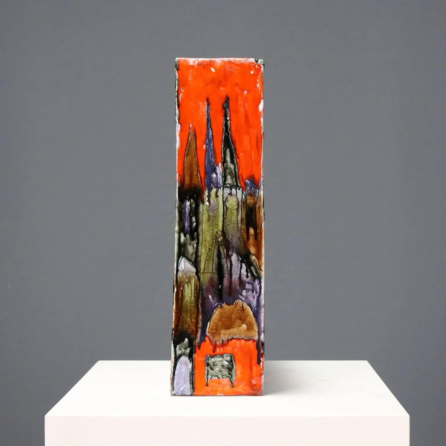 Vintage ceramic vase decorated by Elio Schiavon, Italy, 1960s.