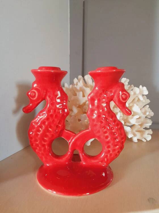 Ceramic seahorse candlestick by Bitossi.