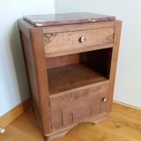 Art deco bedside table marble and wood