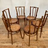 Series of 6 chairs bistrot wood curve art nouveau decor nenuphar dlg tuna and fischel kohn