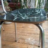 4 chairs in very dark green formica marble effect