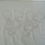 6 glasses old wine cut pattern rice grains