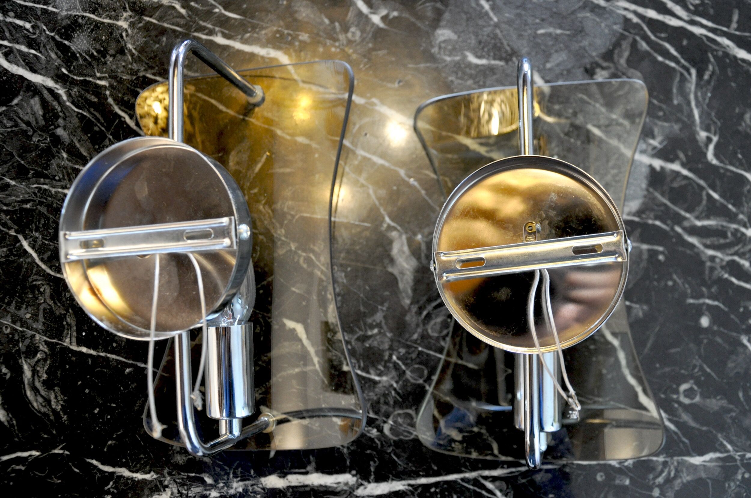 Pair of black sconces, murano glass, Italy, 1960