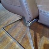 Deux fauteuils cuir et chrome 1970