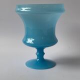 Vase vintage en opaline bleu