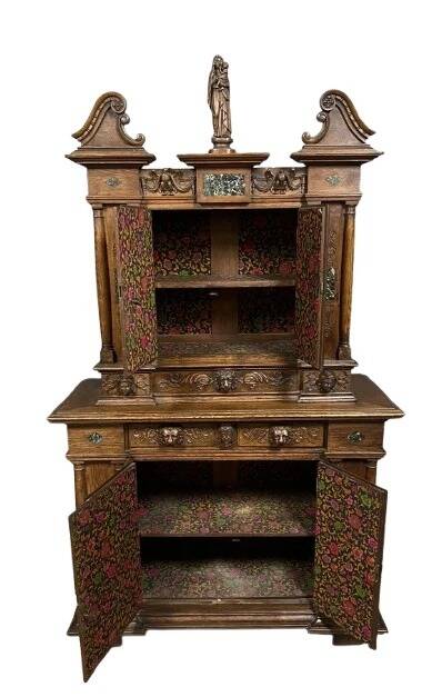 Attributed to La Maison Ribaillier: Bellifontain cabinet in oak and marble