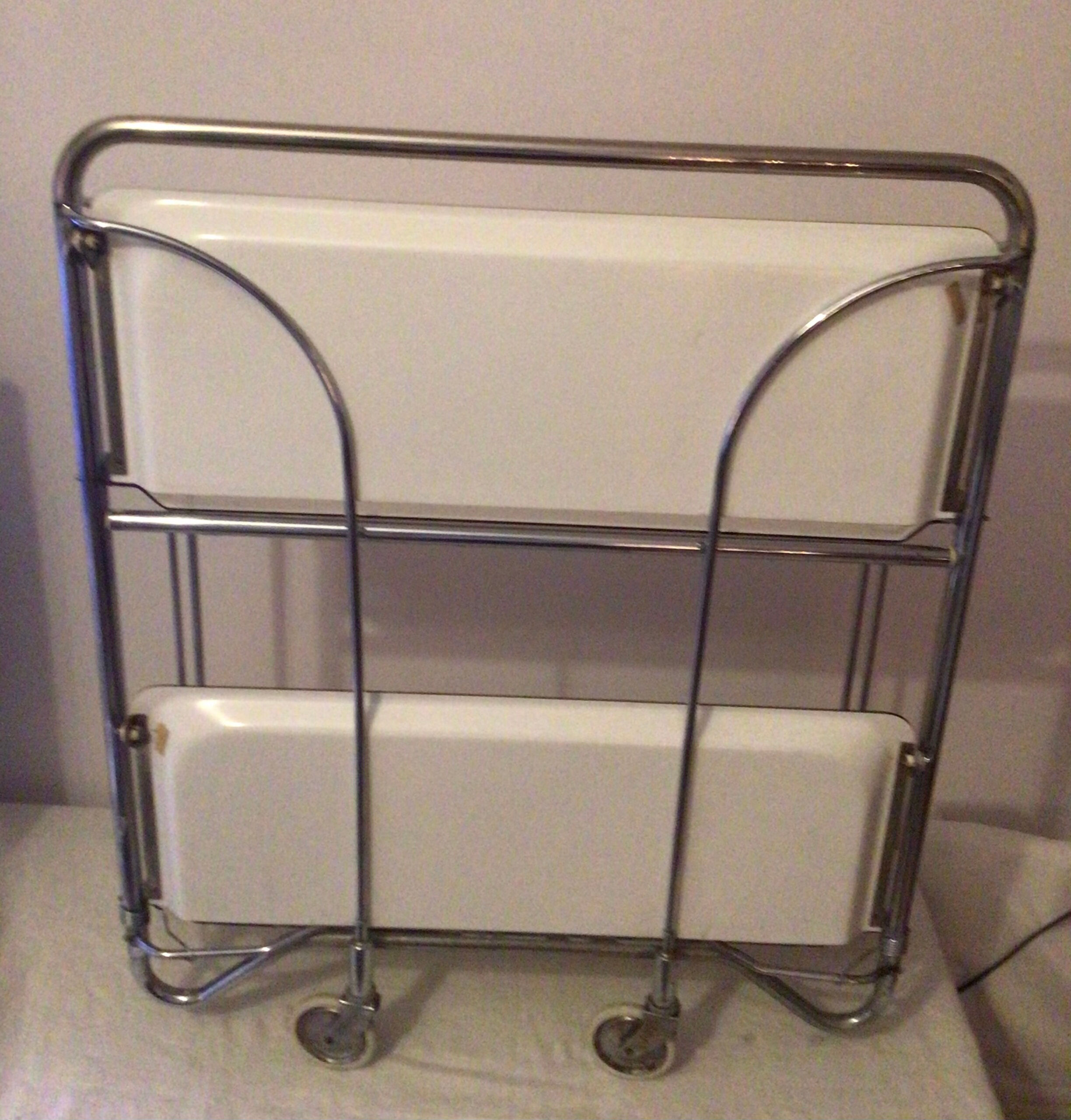 White formica vintage wheeled foldable dessert