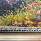 Old oil painting on canvas