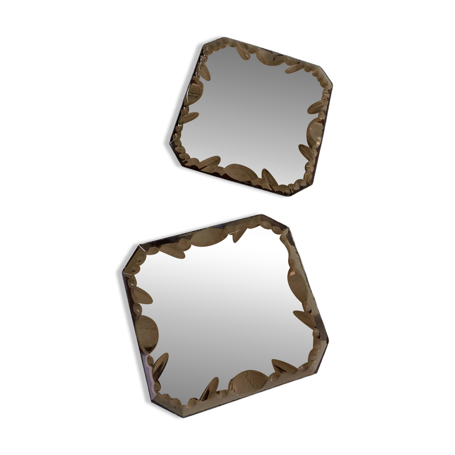 Set of two vintage bevelled mirrors