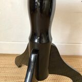 Stool Footrest in velvet and lacquered wood