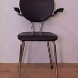 Tubax chair from the 50s, chrome and black imitation leather