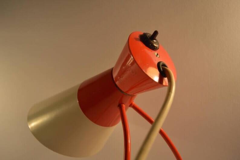 Napako Mid-Century Red and White Table Lamp, Josef Hurka, 1950s