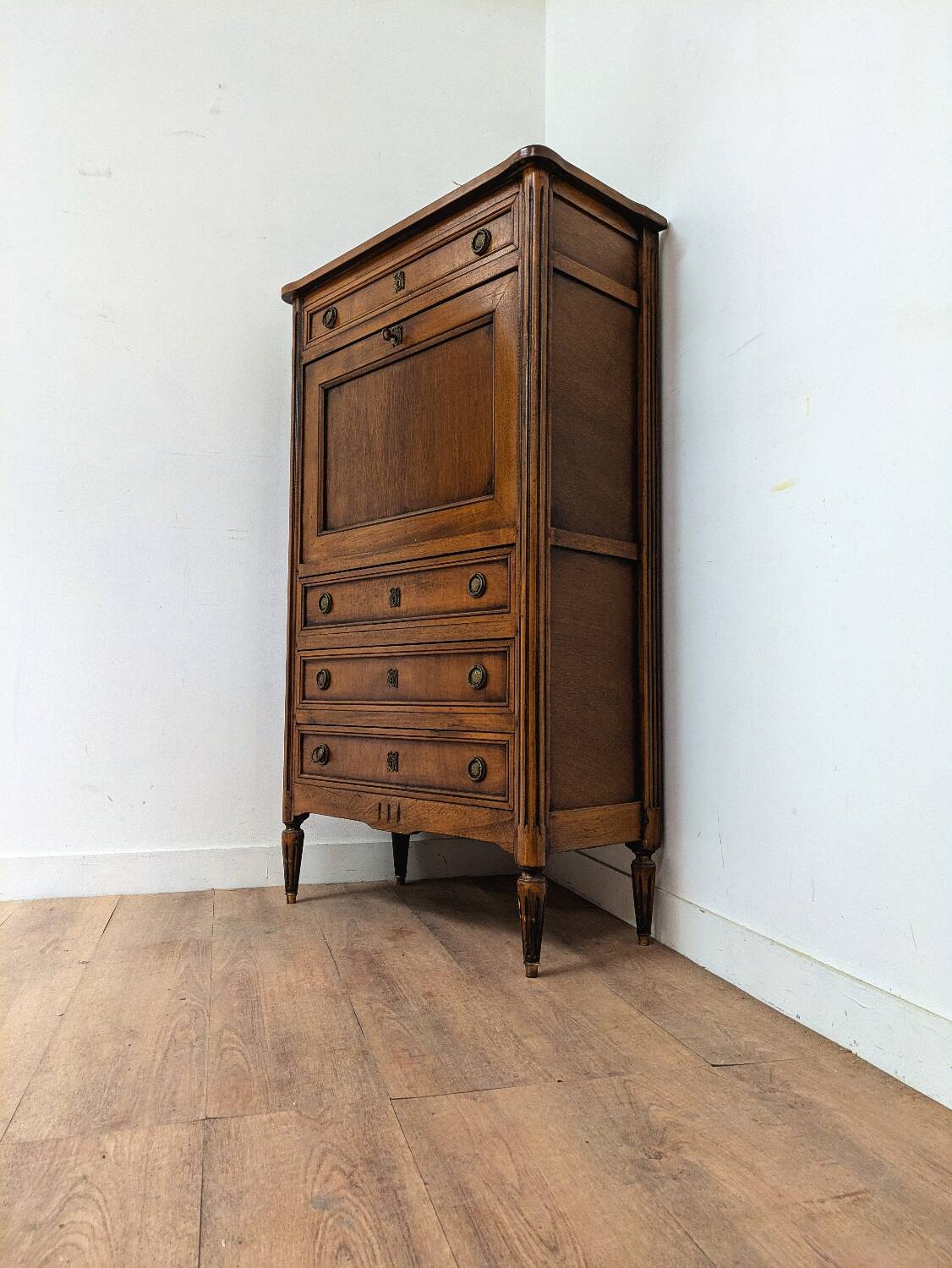 Secrétaire bureau commode vintage en bois