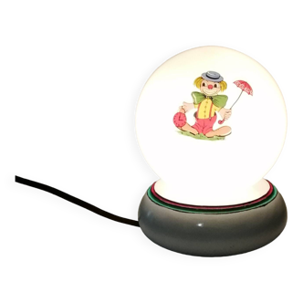 Opaline ball lamp with vintage clown pattern 1960