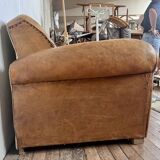 Art Deco club sofa in leather and leopard print