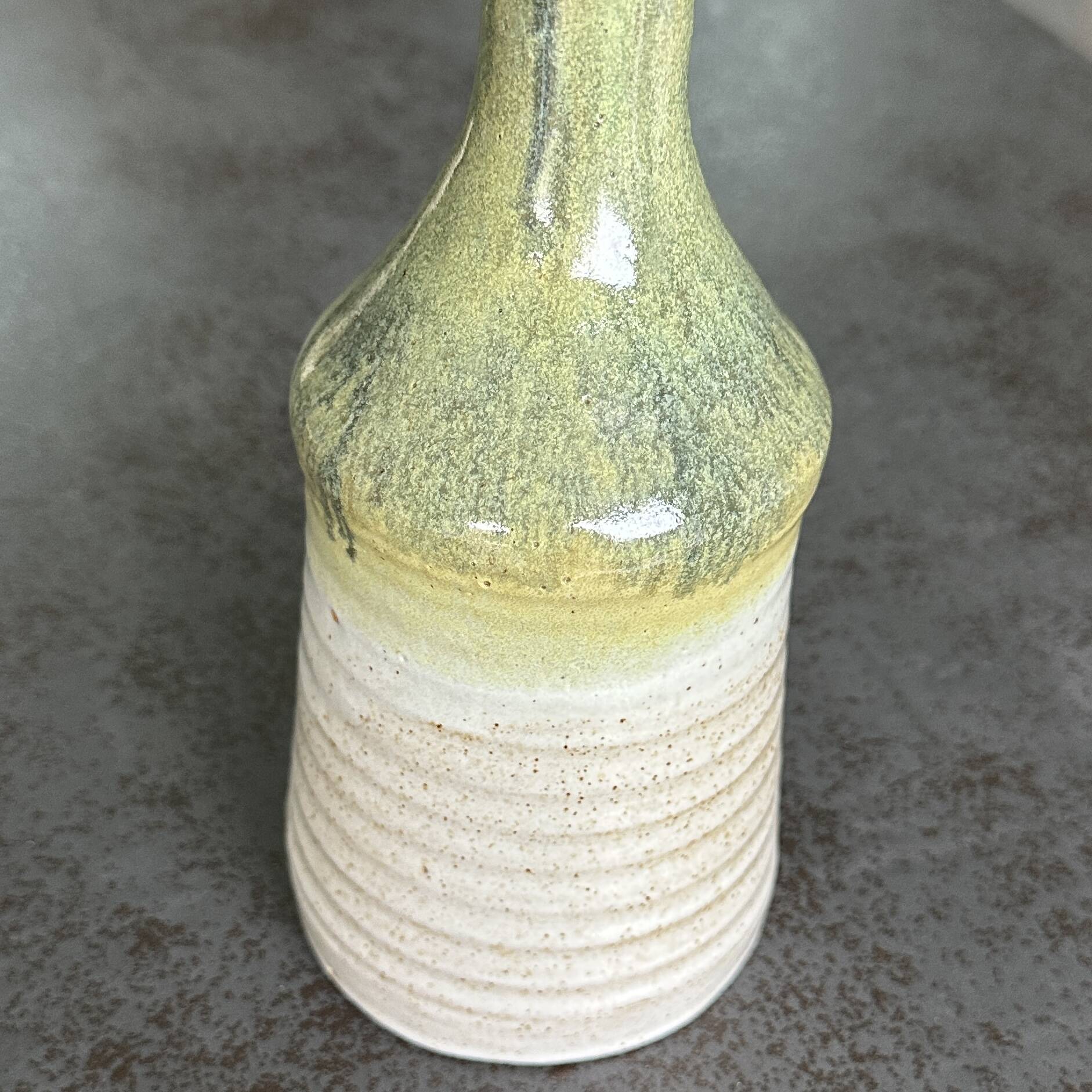 Stoneware Soliflore Vase - Beige and Almond Green