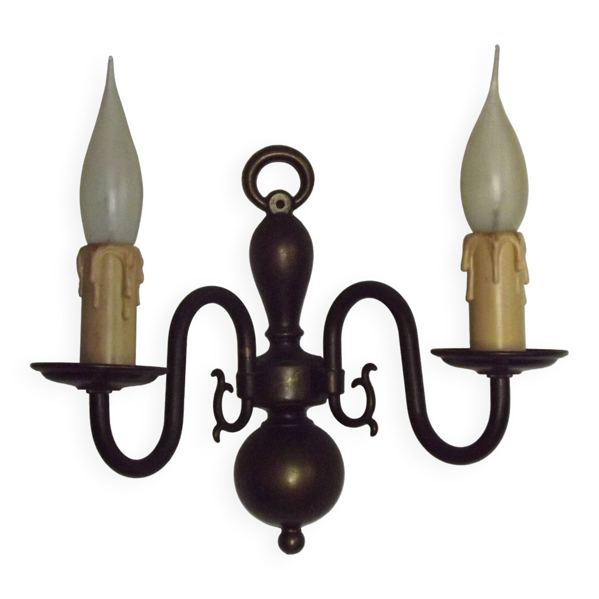 French Vintage Double Light Bronze Vintage Flemish Style Wall Light 5352