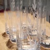 6 crystal glasses engraved ears