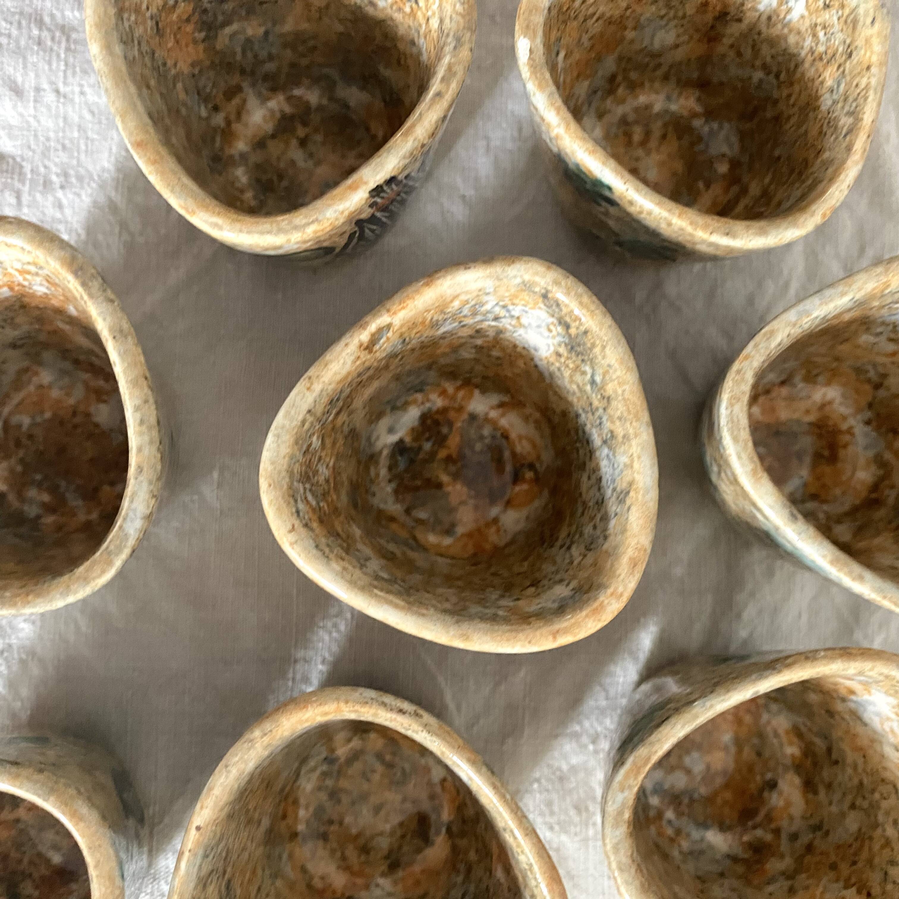 Espresso coffee cups with hand-painted decor, 1960s