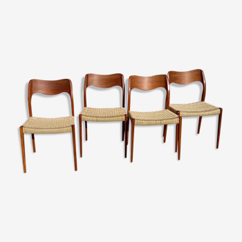 4 chairs série 71 by Niels Otto Moller for j l moller