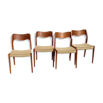 4 chairs série 71 by Niels Otto Moller for j l moller