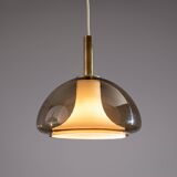 Hanging lamp with smoked Murano glass and opaline inner shade