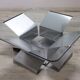 Square Coffee Table In Steel And Glass, Italy 1970s