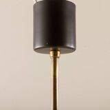 Italian mid-century chandelier in brass and teak, 1960s