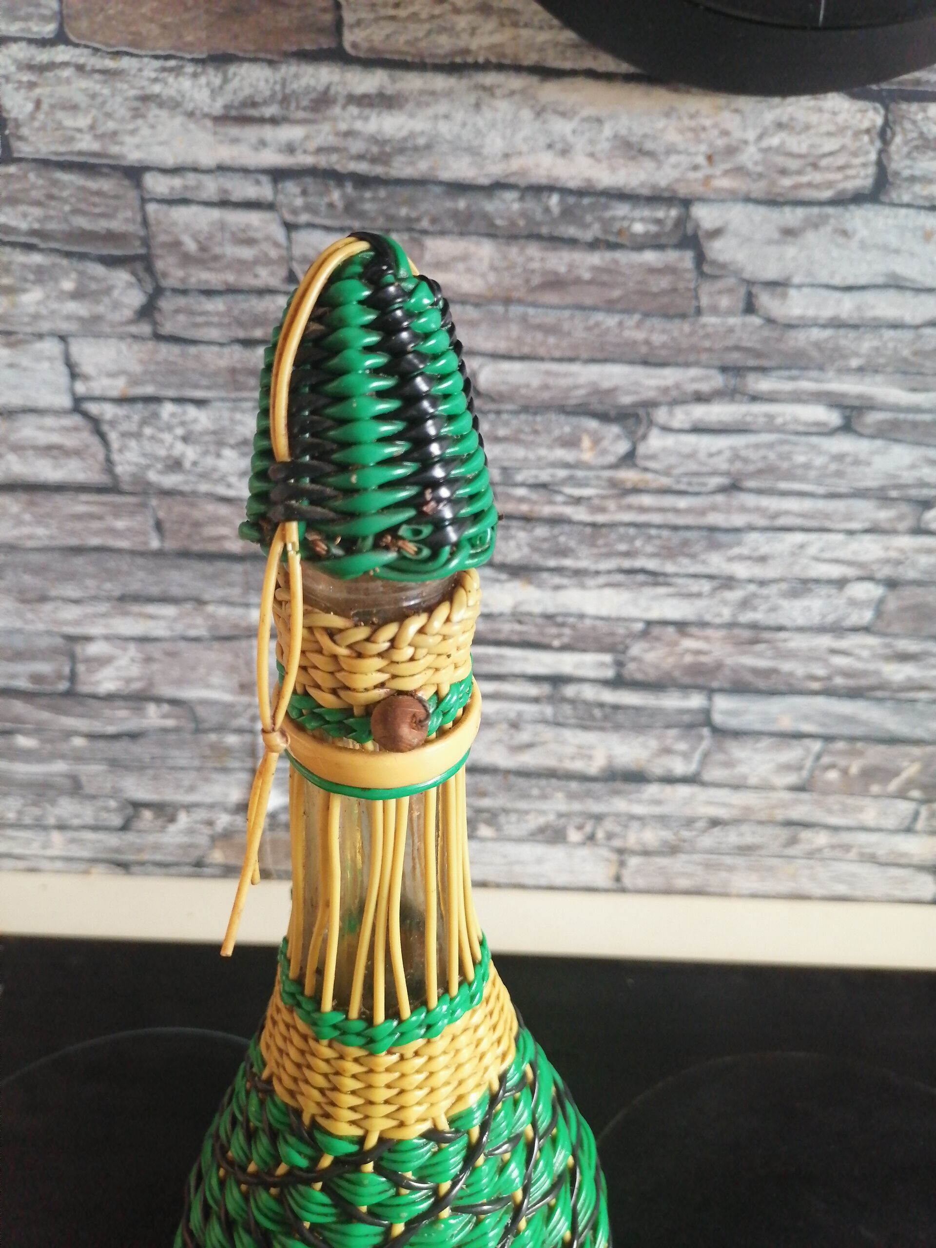 Bottle carafe scoubidou 1950 60