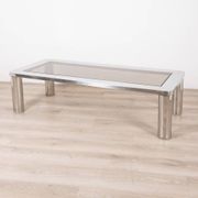 Vintage 60's table in chromed metal and glass, italian design