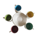 Service cups salt coffee end of late 1960s white double colors