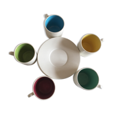 Service cups salt coffee end of late 1960s white double colors