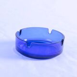 Cendrier vintage en verre bleu