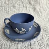 Service thé Wedgwood en biscuit bleu et blanc