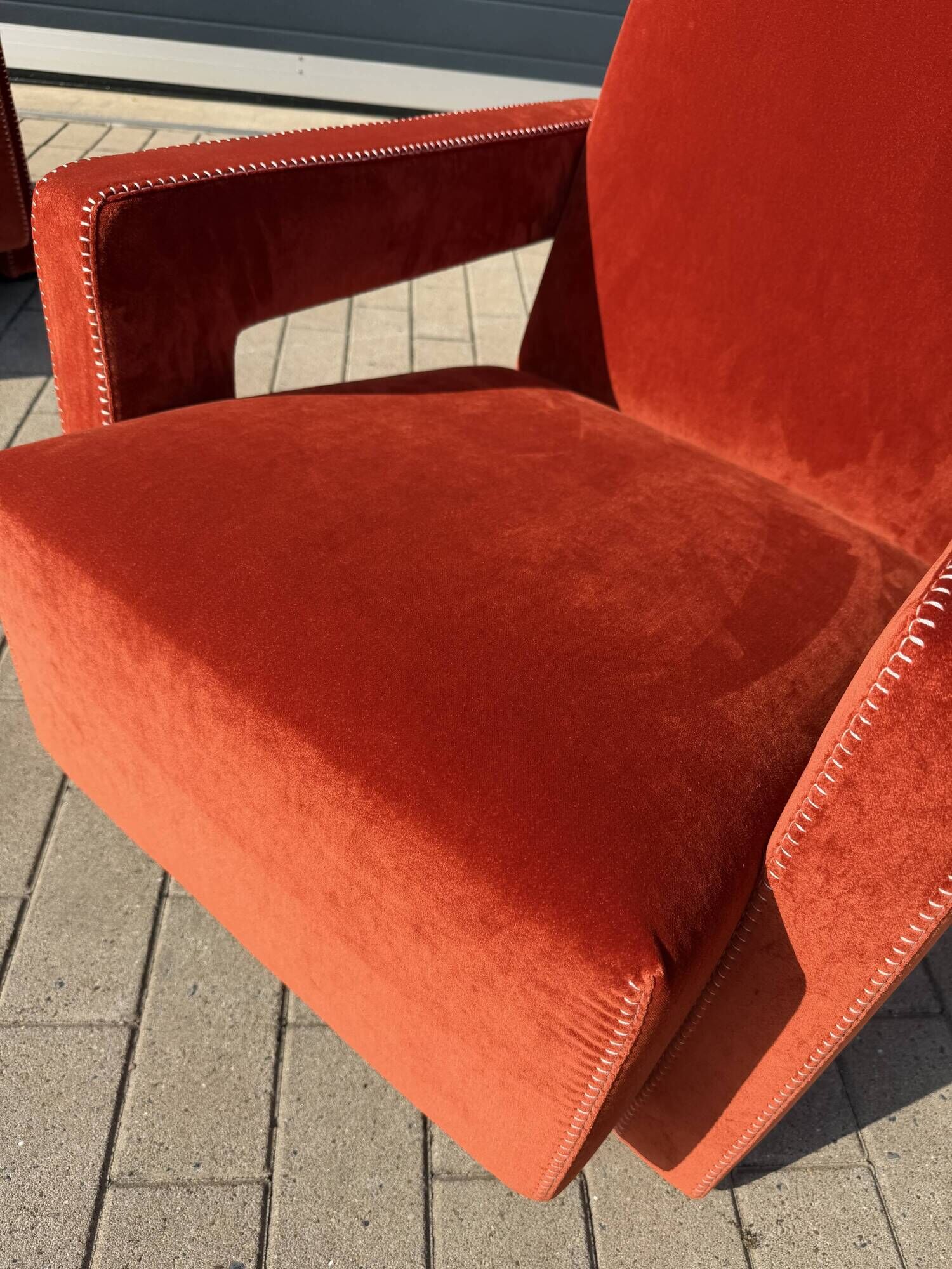 2x Cassina Utrecht chair in terracotta (rust brown) velvet in new condition!