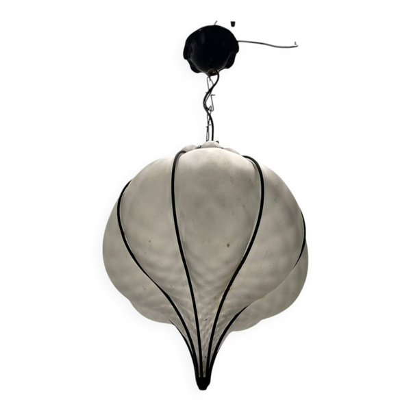 Suspension en fer forgé et verre de Murano des années 1980 — Beyit
