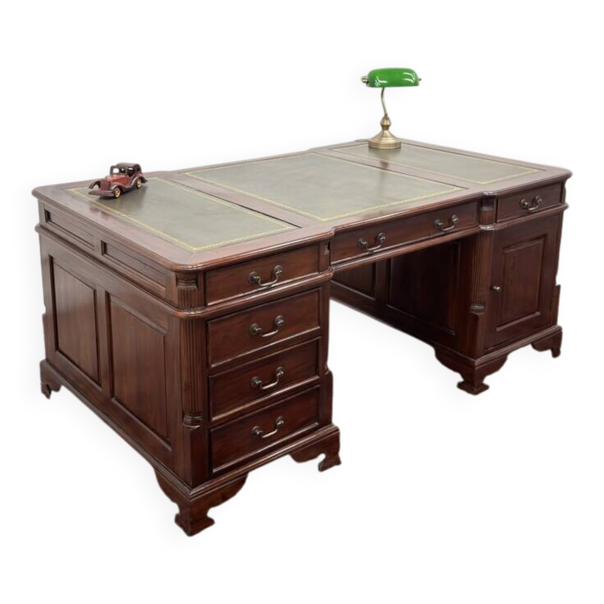 Bureau classique en cuir vert Partnerdesk