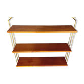 Vintage wall shelf in teak and golden brass String Tomado style